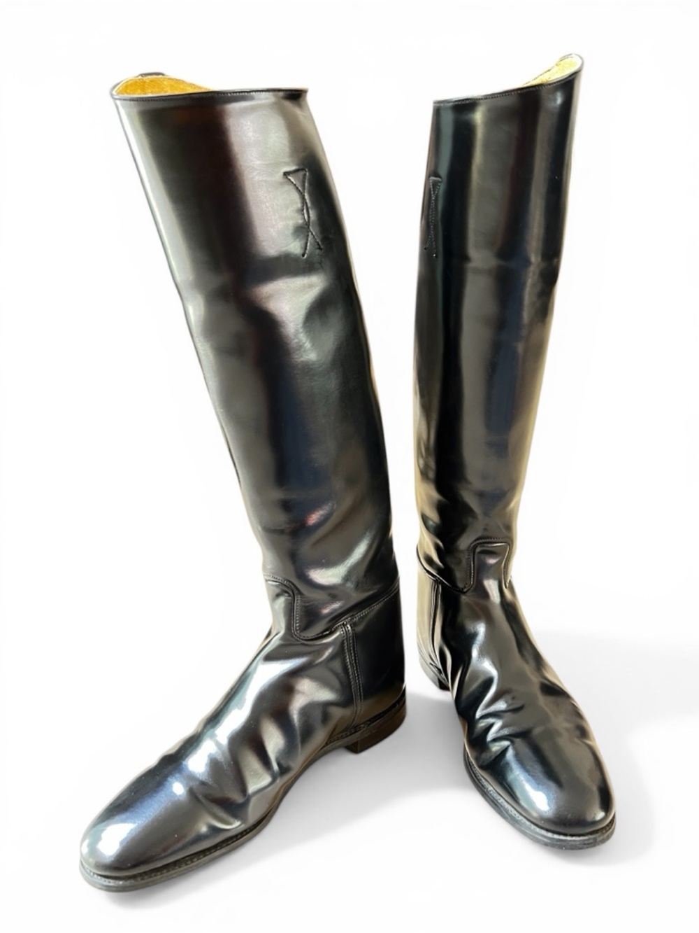VTG Imperial Marlborough Black Leather Tall English Riding Boots Men's Size 8 - Picture 2 of 16